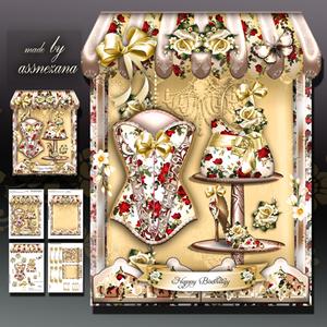 Boutique Shaped Card Yellow Roses Mini Kit