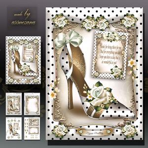 White Polka Dot Shoes with Roses Card Mini Kit