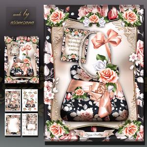 Peach Black Handbag with Roses Card Mini Kit