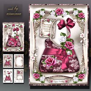 Pink Dark Handbag with Roses Card Mini Kit