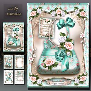 Turquoise Handbag with Roses Card Mini Kit