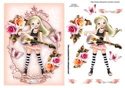 Girl with Guitar Topper