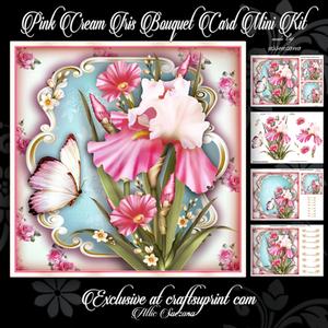 Pink Cream Iris Bouquet Card Mini Kit