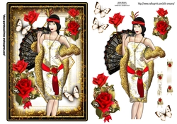 Glitter Flapper with Red Roses Topper