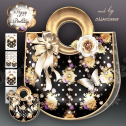 Polka Flower Handbag Card Mini Kit
