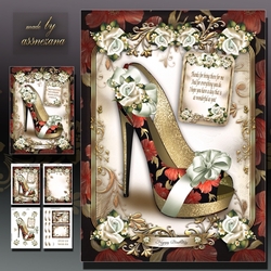 Red Floral Shoes Card Mini Kit