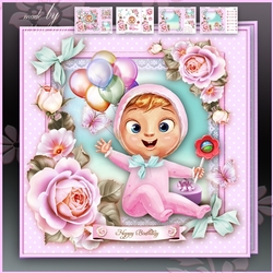 Baby Girl Birthday Card Mini Kit