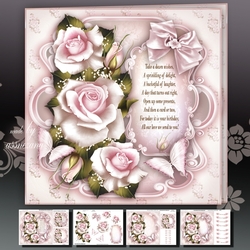 White Vintage Roses Card Mini Kit