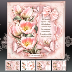 Pink Tulips Bouquet Card Mini Kit