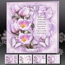Lilac Tulips Bouquet Card Mini Kit