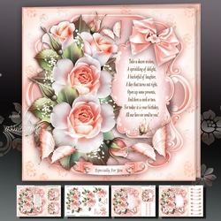 White Peach Roses Card Mini Kit