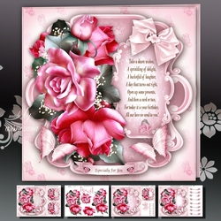 Pink Roses Bouquet Card Mini Kit