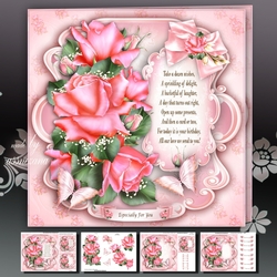 Sugar Pink Roses Card Mini Kit
