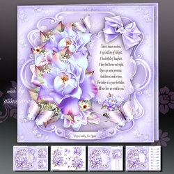 Purple Roses Card Mini Kit