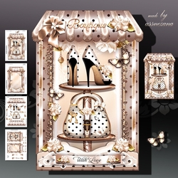 White Polka Dot Boutique Shaped Card Kit