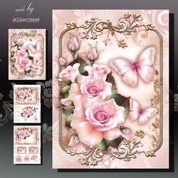 Pink Roses With Butterflies Mini Kit
