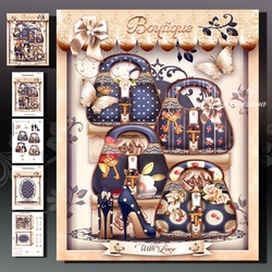Blue Ladies Handbags Boutique Card Mini Kit