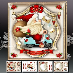 Santa Claus Riding on a Vespa with Letters