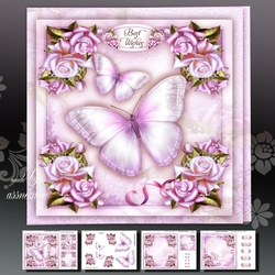 Purple Butterflies with Roses Card Mini Kit