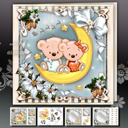 Cute Teddy Bears in the Christmas Winter Night