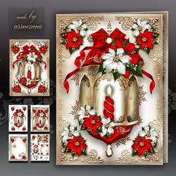 Vintage Christmas Lamp with Poinsettias Mini Kit