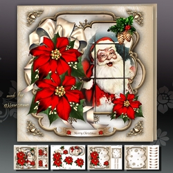 Traditional Santa Claus with Red Poinsettias Mini Kit