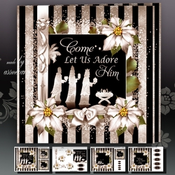Silver Black Christmas Card With The Three Kings Mini Kit
