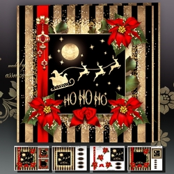 Golden Black Ho Ho Ho Santa Christmas Card Mini Kit