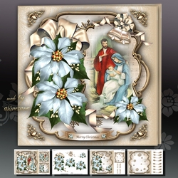 Nativity Scene with Blue Poinsettias Mini Kit