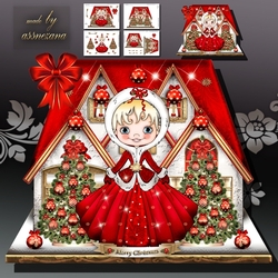 Christmas House with Cute Christmas Girl Mini Kit