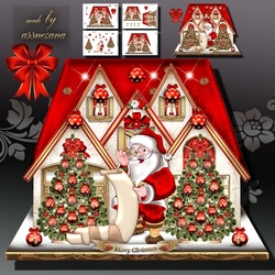 Christmas House with Santa Claus Holding A Wish List