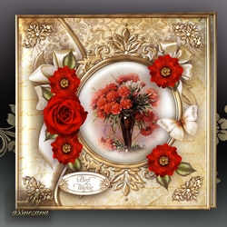 Vintage Roses & Carnations with Butterfly Card Mini Kit