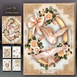Wedding Anniversary Valentine Card with Dove and Roses Mini Kit