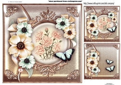 Topper Vintage Anemone & Carnations with Butterfly