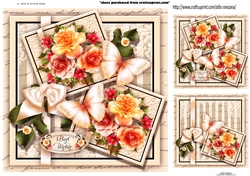 Topper Vintage Flowers With Butterflies