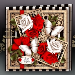 White and Red Roses Card Mini Kit