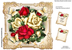 Topper Vintage Yellow and Red Roses