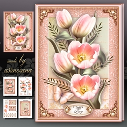 Pink Tulips Card Mini Kit