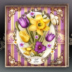 Spring Daffodils Tulips Bouquet Card Mini Kit