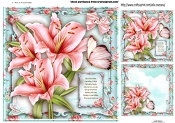 Topper Vintage Soft Bouquet of Pink Lilies