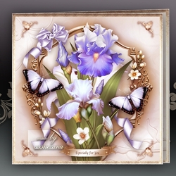 Lilac Butterflies with Iris Card Mini Kit