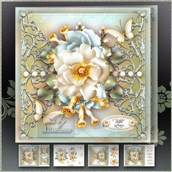 White Roses with Lace Card Mini Kit