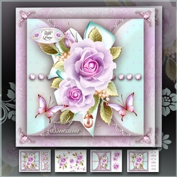 Lilac Roses with Lace Card Mini Kit