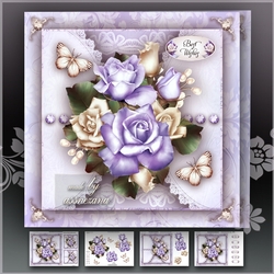 Violet Roses Bouquet with Lace Mini Kit