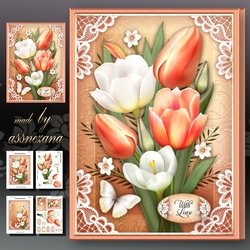 White Orange Tulips and Crocus Mini Kit