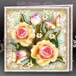 Golden Butterflies with Roses Mini Kit