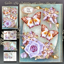 Golden Lilac Butterflies with Roses Mini Kit