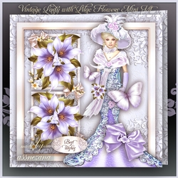 Vintage Lady with Lilac Flowers Mini Kit2