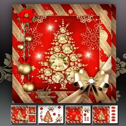 Golden Red Christmas Diamond Tree Mini Kit