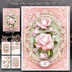 Vintage Pink Roses Card Mini Kit